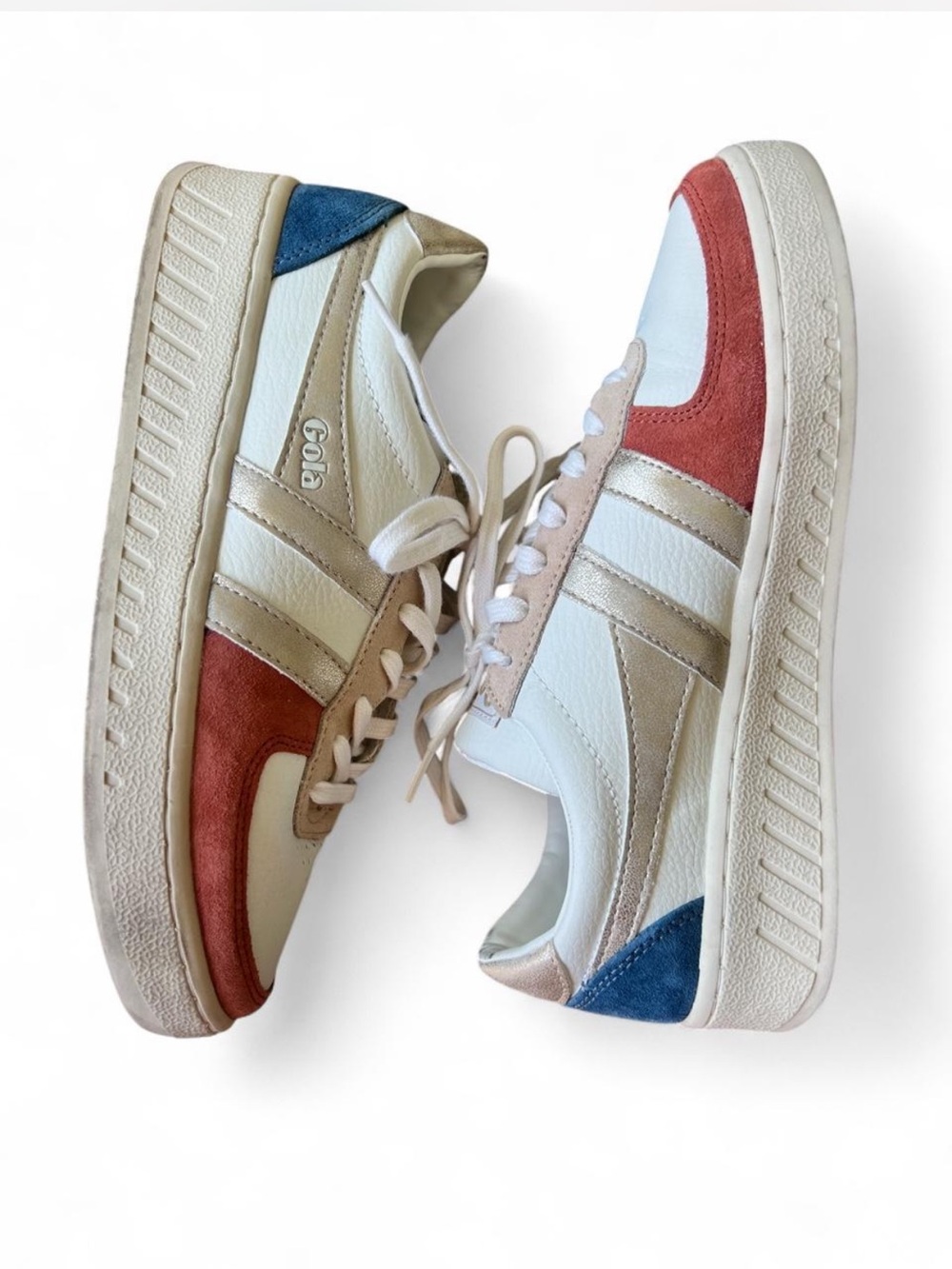 Gola Grandslam Quadrant Colorblock Sneakers Off White Suede US 9